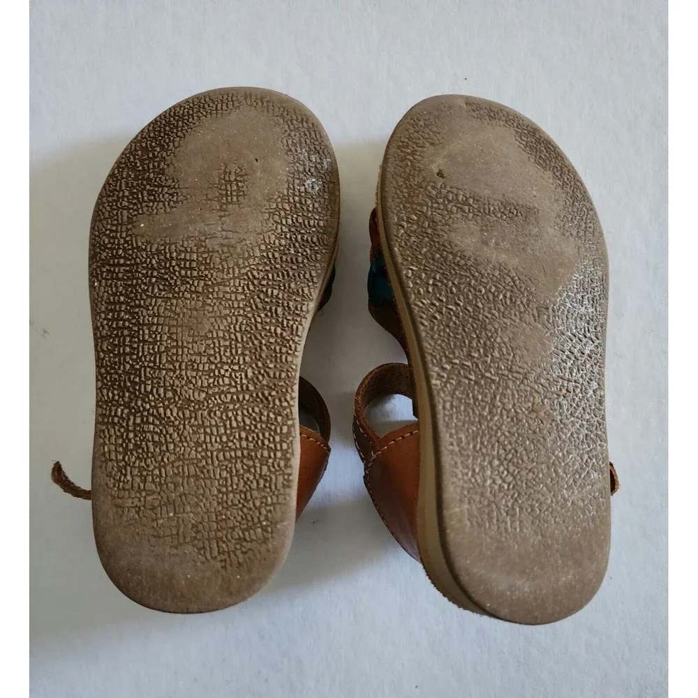 Huarache Girl's Leather Sandals Size 6C Hand-Made Embroidered Multicolor Mouse